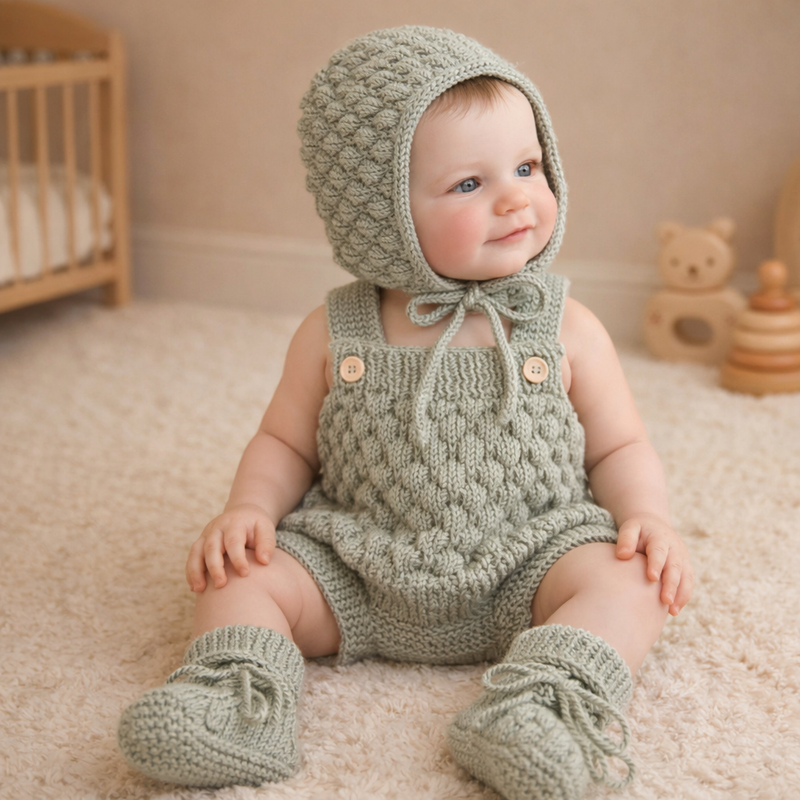 Lil‘ Cloud Knit Set - Dusty Green
