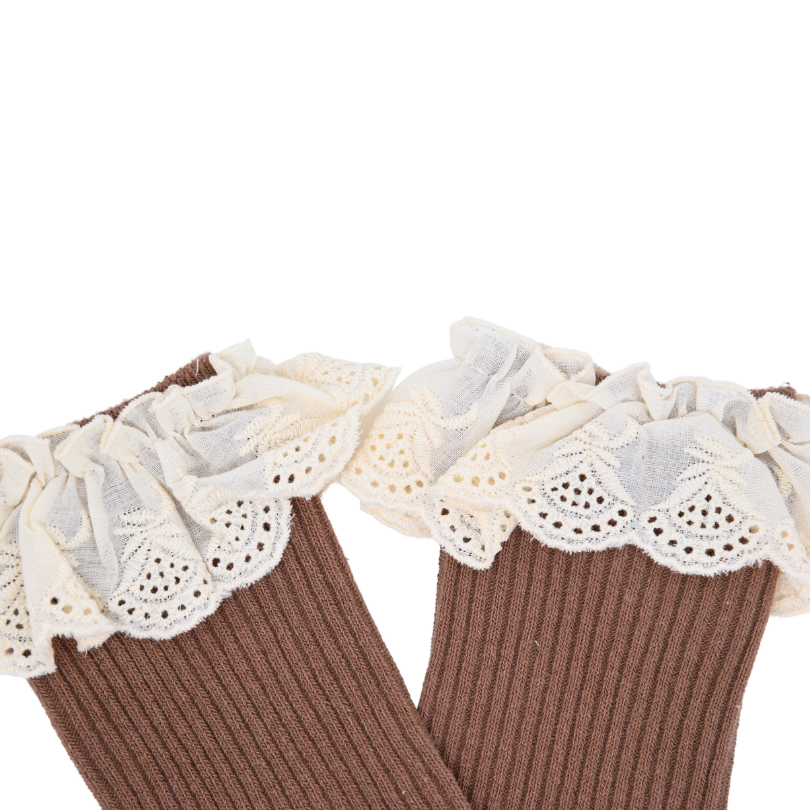 Lil’ Socks Brown -  Socken mit Spitze