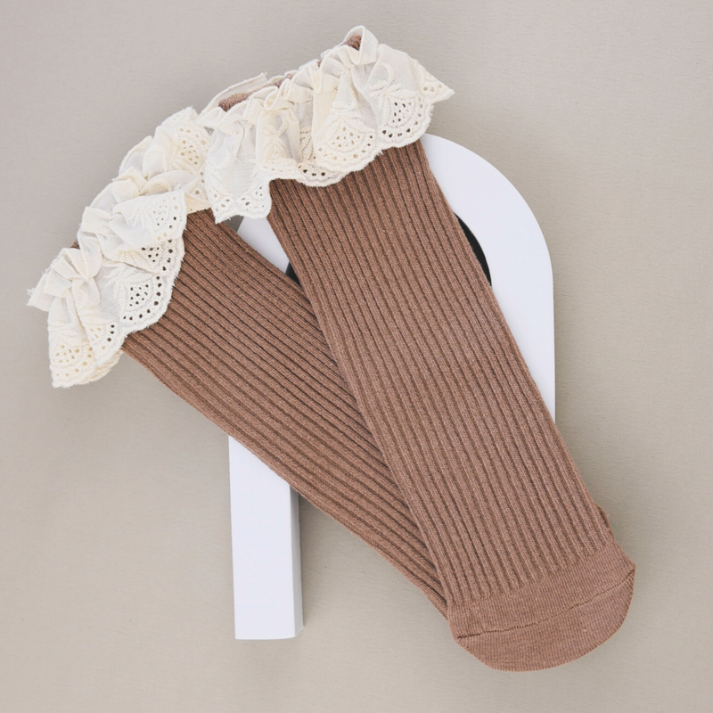 Lil' Socks Beige - Socks with lace 