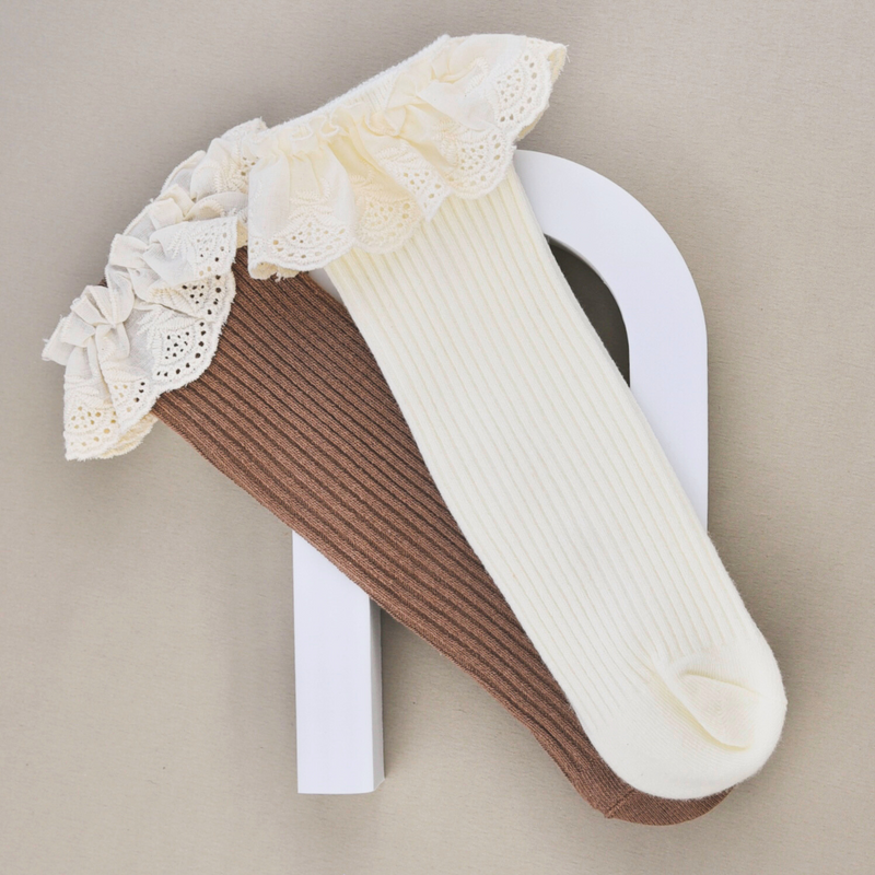 Lil’ Socks Duo - Creme & Brown