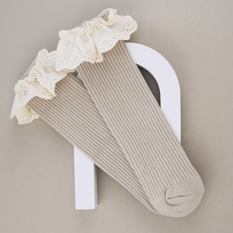 Lil' Socks Beige - Socks with lace 