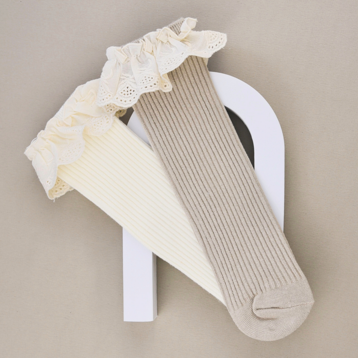 Lil’ Socks Duo - Creme & Brown